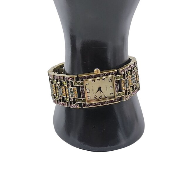 HEIDI DAUS Bracelet Watch Multicolored Swarovski Crystal Art Deco Style 7" 22mm - Picture 1 of 16